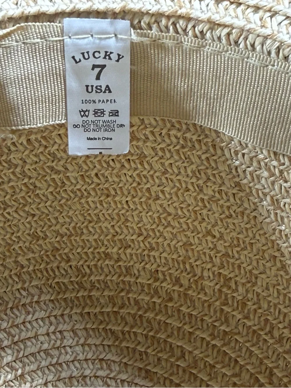 Lucky 7 Women’s Wide Brim Straw Sun Hat Beige Black Bow Floppy Beach Hat